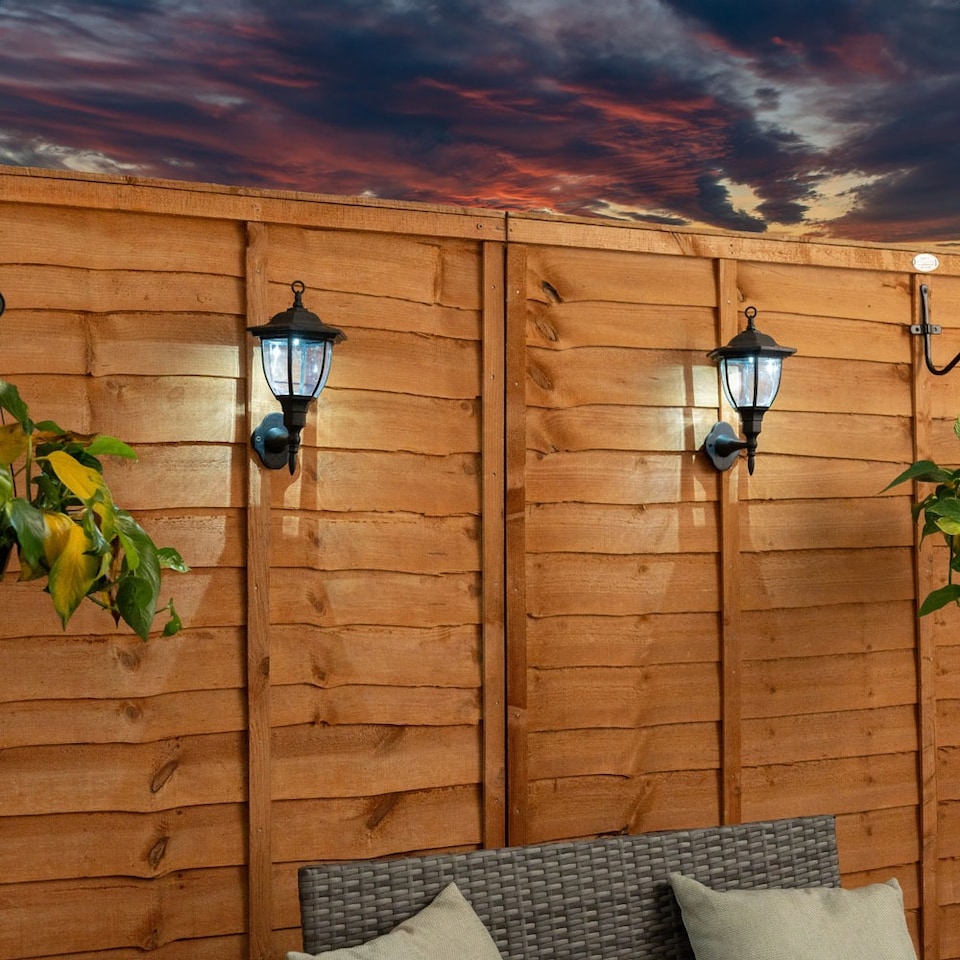 image 1 of ValueLights Set of 2 Mayfair Black Outdoor Solar Wall Light | Black