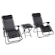 image 1 of Outsunny 3PC Zero Gravity Chairs Sun Lounger Table Set Black