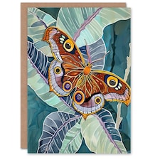 Butterfly On Palm Leaf Tropical Exotic Woman Her Birthday Card