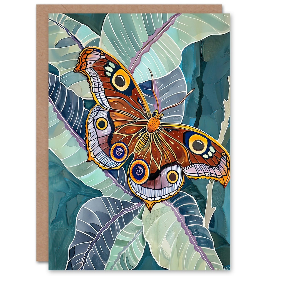 image 1 of Butterfly On Palm Leaf Tropical Exotic Woman Her Birthday Card
