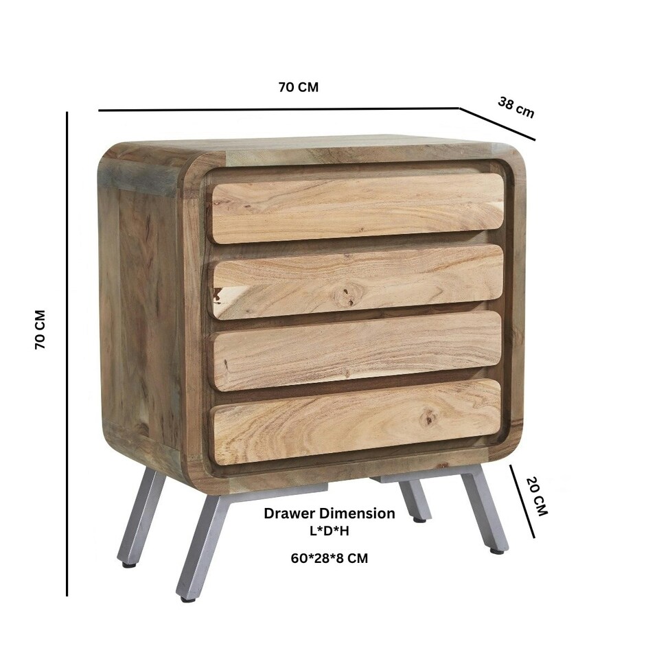 image 1 of Aaron Metal and Wood 4 Drawer Chest