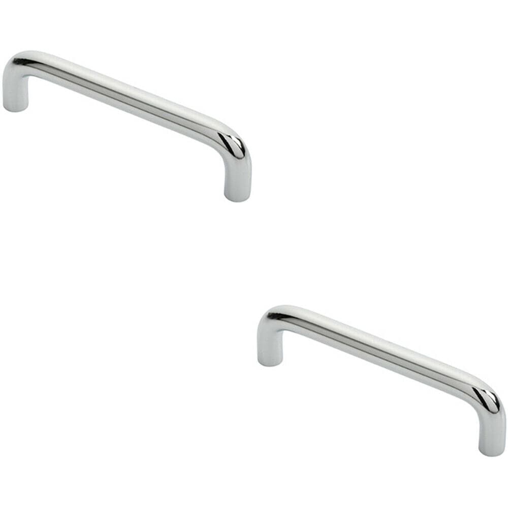 Loops 2x Round D Bar Cabinet Pull Handle 106 x 10mm 96mm Fixing Centres Chrome