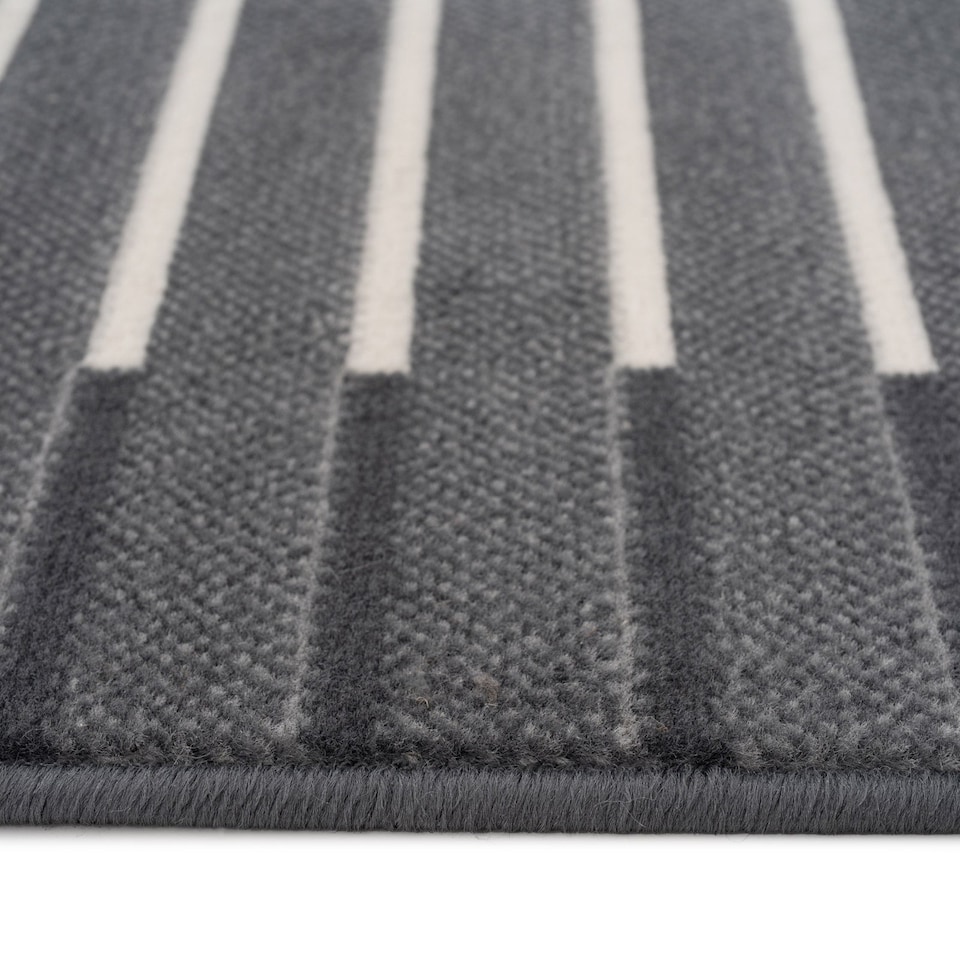 image 1 of kukoon 3ft - 39ft Grey Striped Stair Carpet Long Hallway Runner Rug 70cm x 457cm