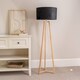 image 2 of ValueLights Lottie Natural Wood Tripod Floor Lamp Black Velvet Shade | Black
