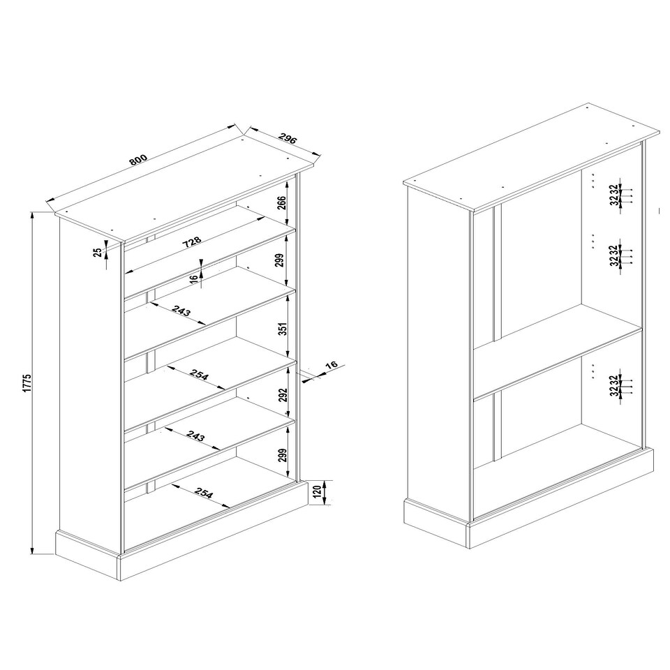 image 1 of Core Products Cotswold, Tall Bookcase H110.9cm x W80cm x D29.6cm Brown