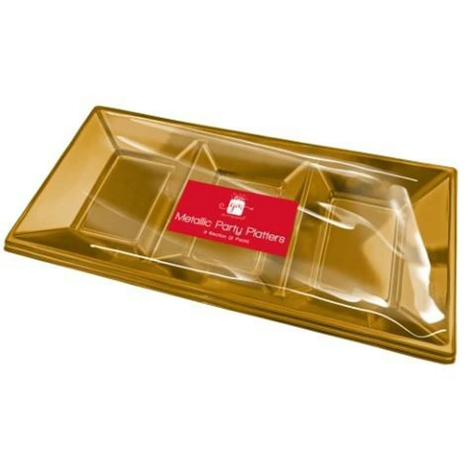 Pack of 2 Metallic 3 Section Platter Trays