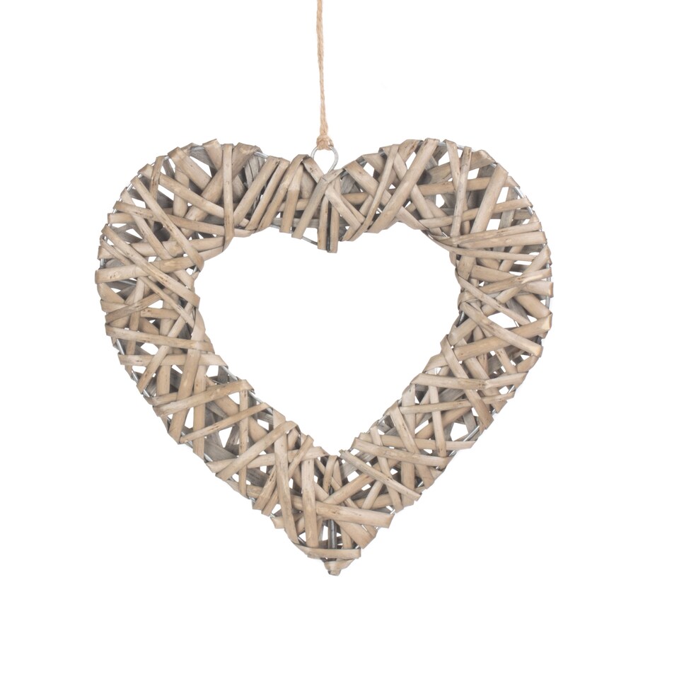 image 1 of Medium Flat Open Wicker Heart | Brown | Natural