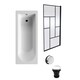 image 1 of Round Single Ended Bath, Black Abstract Screen and Chrome Waste - 1700 x 700mm White