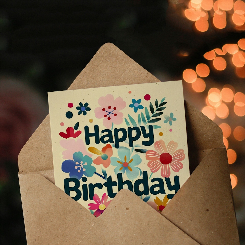 image 1 of Colourful Flower Blooms Floral Design For Her Birthday Card