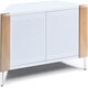 image 7 of MDA Designs CORVUS Corner-Friendly Gloss White Contemporary Cabinet with Oak Profiles White BeamThru Glass Doors Suitable for Flat Screen TVs up to 50" | Multi | 1