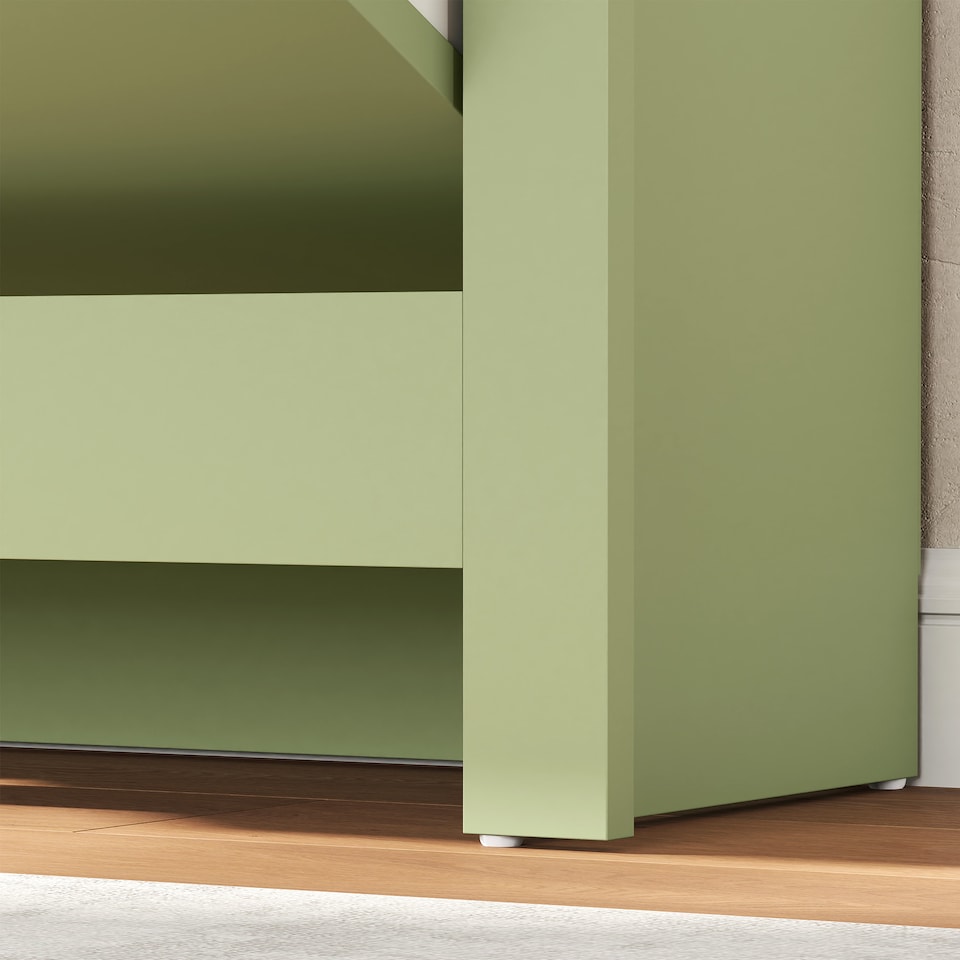 image 1 of HOMCOM 12-Shoe Storage Cabinet 4 Shelves 2 Drawers Tabletop Green | Green