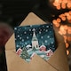 image 3 of Festive Hill Town Winter Trees Festive Xmas Art Blank Christmas Card