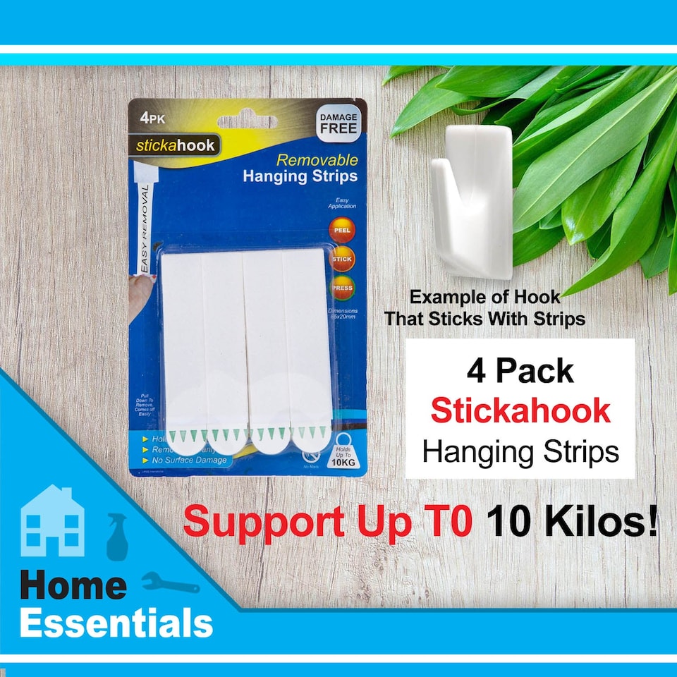 image 1 of VFM e-Store Removable Picture Hanging Hooks, Pack of 4 - Damage-Free Hanging Solution