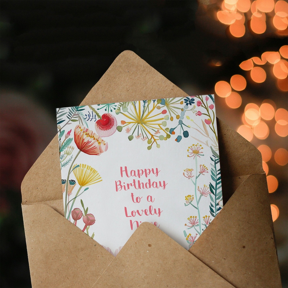image 1 of Simple Elegant Wildflower Meadow Plants Niece Birthday Card