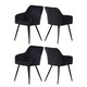 image 1 of Set of 4 Camden Modern Velvet Dining Chairs with Armrests, Quilted Design & Black Metal Legs Black