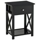 image 6 of HOMCOM 55cm End Side Table w/ Drawer Shelf Stand Black White
