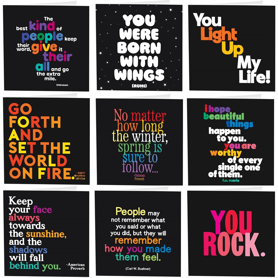 image 1 of Quotable Inspirational Quote Greetings Cards 9 Multipack Assorted