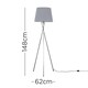 image 3 of ValueLights Camden Chrome Tripod Floor Lamp Grey Taper Shade & Bulb Grey