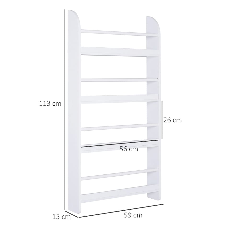 image 1 of HOMCOM Wall-Mounted/Standing 4-Tier Wood Book Shelf Water Resist