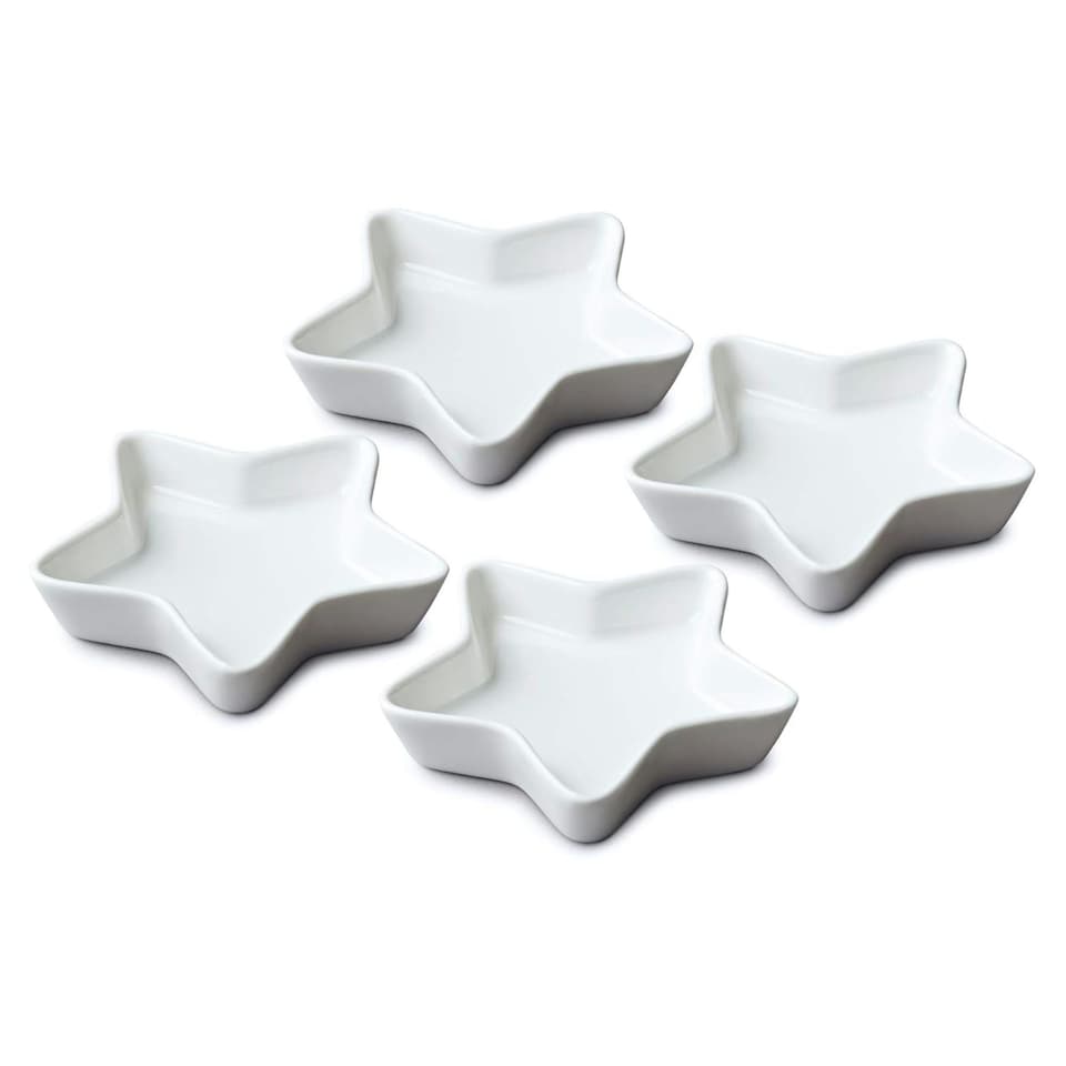 image 1 of Wm Bartleet & Sons Porcelain Mini Star Dish, Set of 4 White