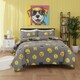 image 2 of Emoji Print Duvet Cover Set Cool Playful Bedding with Pillowcases | Grey | King