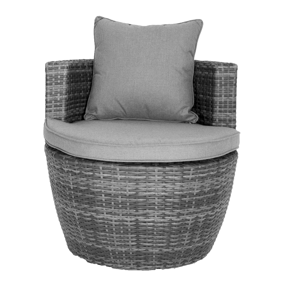 image 1 of Charles Bentley 3 Piece Rattan Stacking Outdoor Patio Furniture Set  - Grey