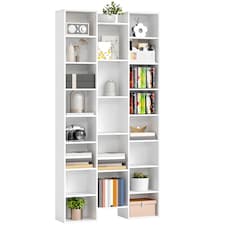 HOMCOM 21-Cube Tall Bookcase, Modern Cube Book shelf with 10 Adjustable Shelves, Freestanding Multi-Functional Storage Unit for Living Room, Home Office, Bedroom, 181 x 89.5W cm, White | White | White