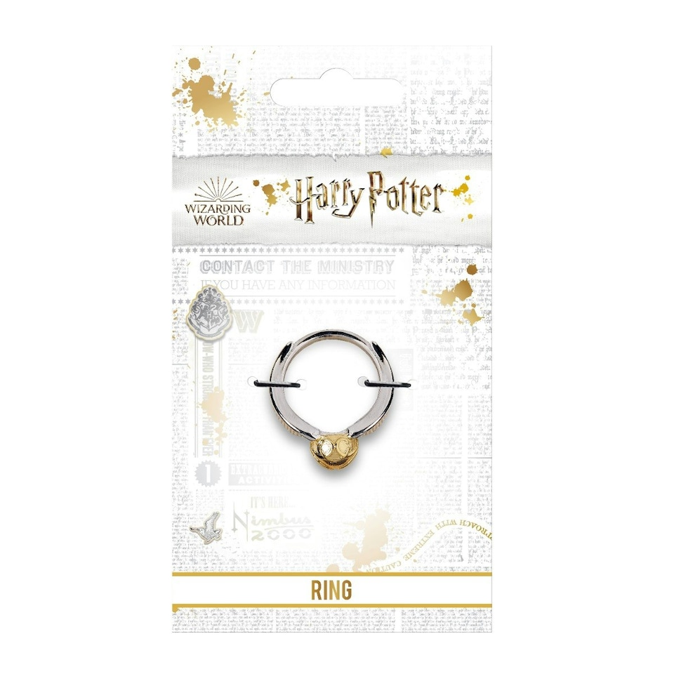 image 1 of Official Harry Potter Stainless Steel Golden Snitch Ring Small- SSR0004-S