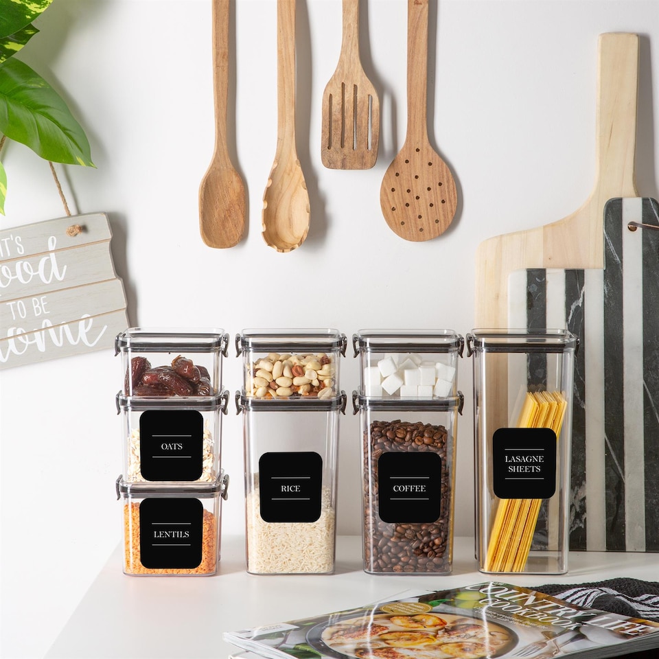 image 1 of Argon Tableware 8 Piece Food Storage Containers Set - 4 Sizes - Black