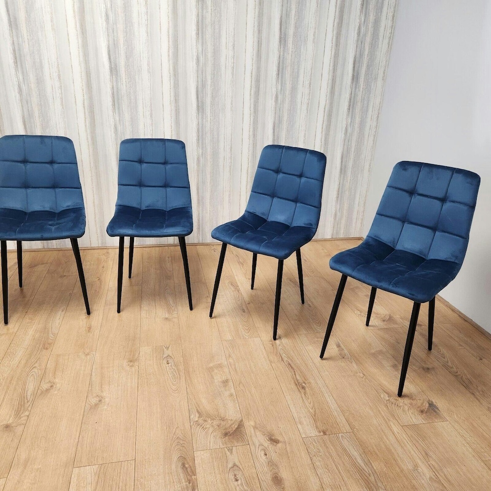 image 1 of Dining Chairs Set of 4 Blue Velvet Kitchen Chairs Blue