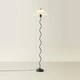 image 3 of ValueLights Wiggle Black Metal Floor Lamp with Origami Pleated Shade Black