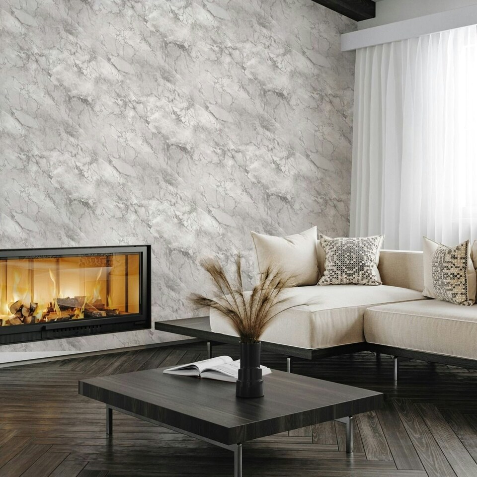 image 1 of Belgravia Marble Wallpaper - Grey - 10m x 53cm Grey