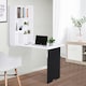 image 2 of HOMCOM Multi-Functional Folding Wall-Mounted Table withChalkboard Shelf