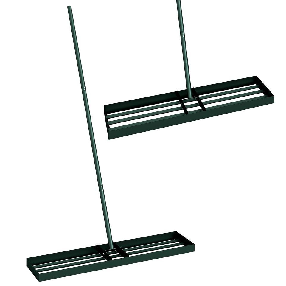 image 1 of Outsunny 113 x 26 cm Lawn Levelling Rake with 169 cm Handle | Green | Green | 113L x 26W x 177H cm