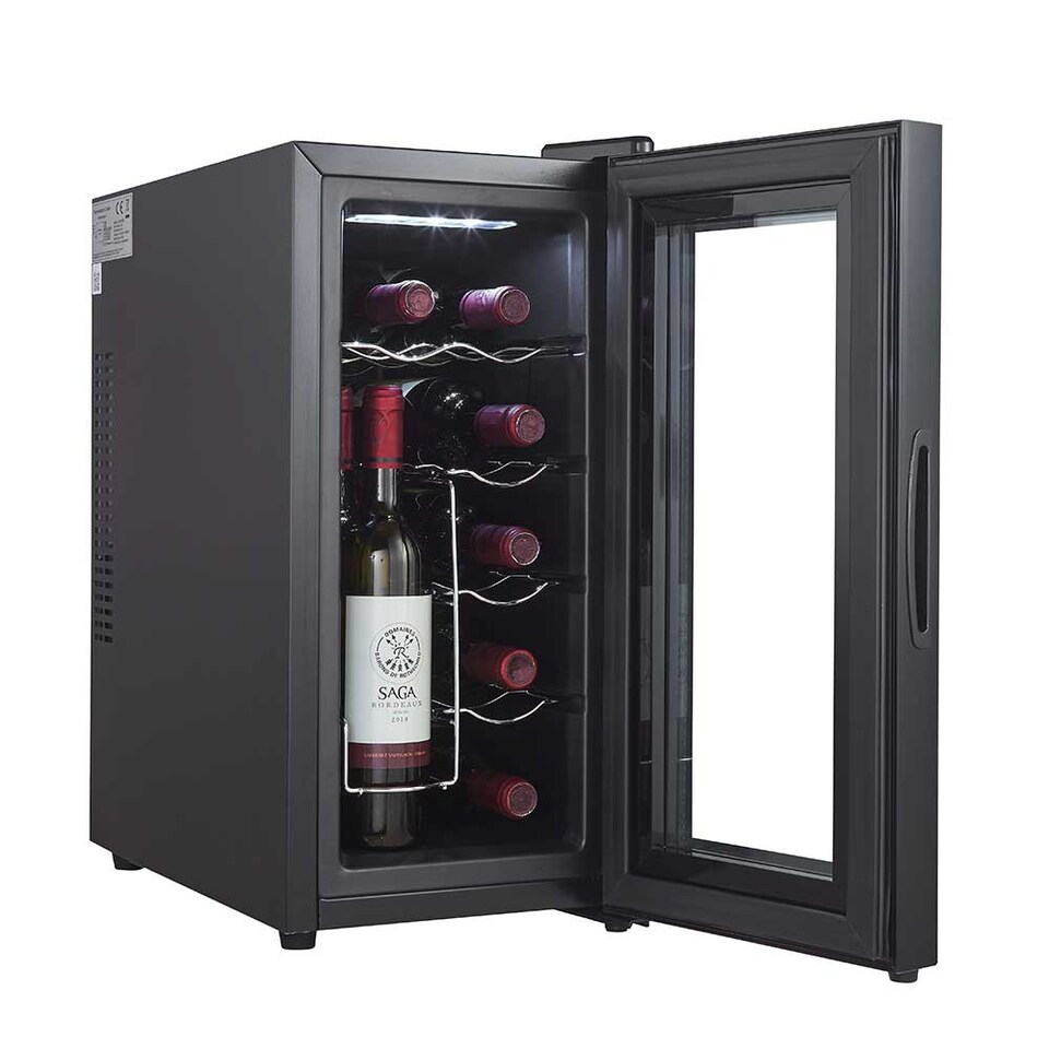 image 1 of Cookology CWTE10BK 10 Bottle Thermo Electric Wine Cooler, Black, Countertop, Digital Temp Control, Low Noise, No Vibration