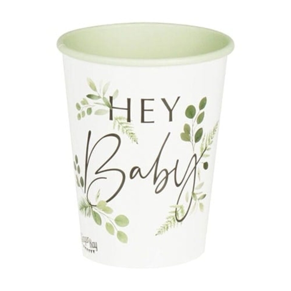 image 1 of Botanical Hey Baby Paper Cups 270ml - Pack of 8