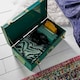 image 4 of BTFY Teal Stainless Steel Storage Trunk with Gold Hardware