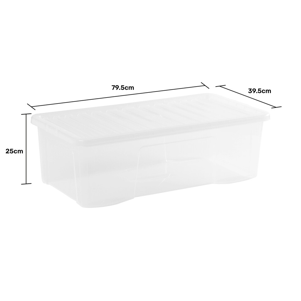 image 1 of Wham Crystal 4 x 62L Stackable Plastic Storage Boxes with Lids Clear Clear
