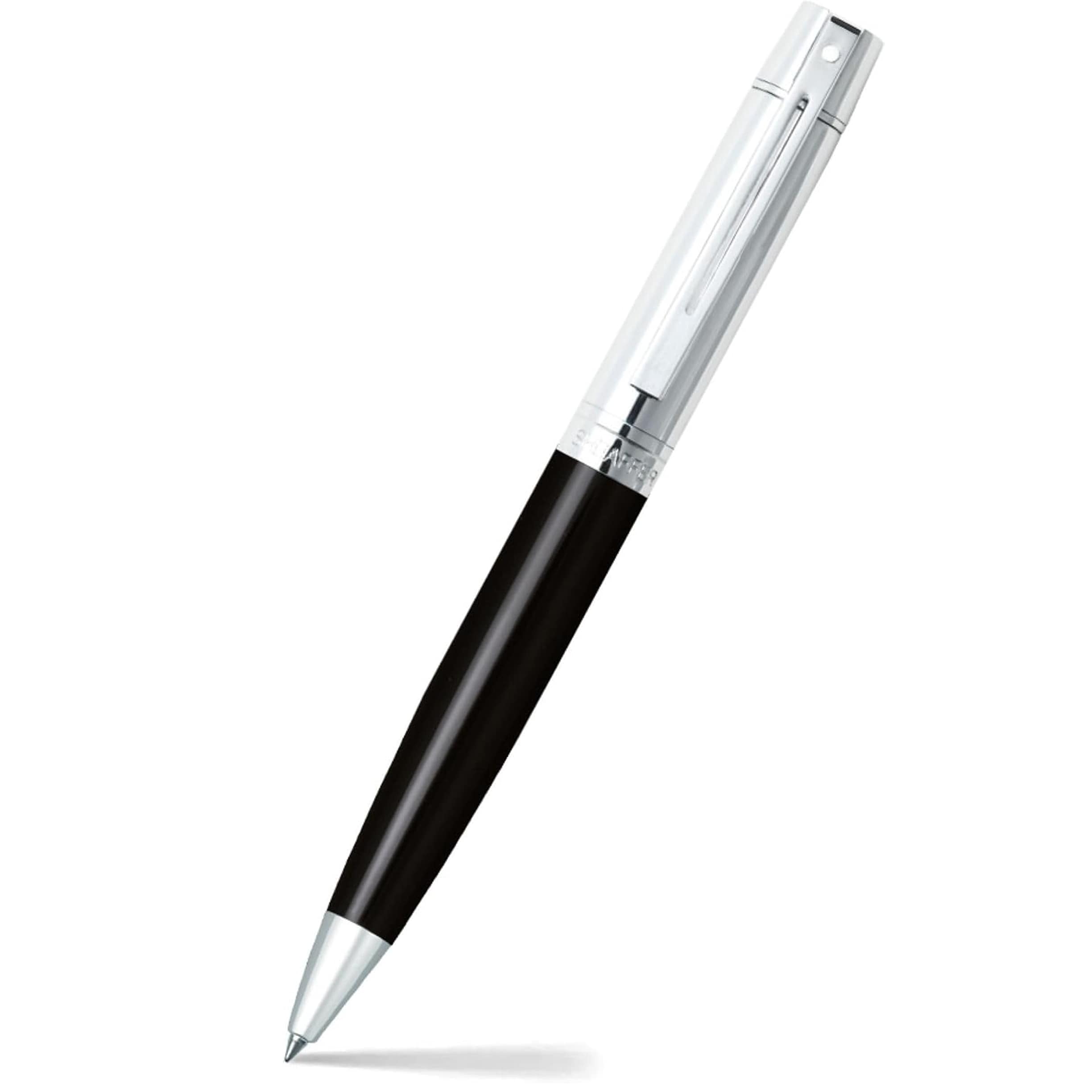 Sheaffer 300 Ballpoint Pen Medium Nib Glossy Black and Chrome Barrel
