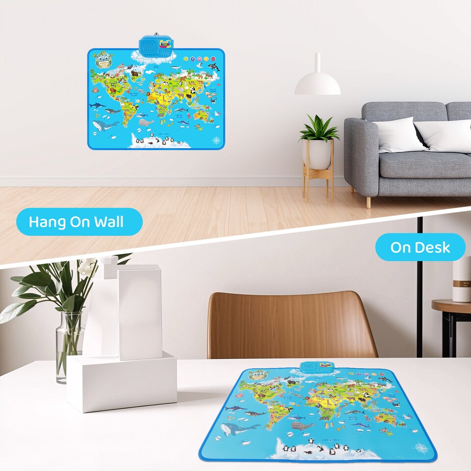 image 1 of Interactive Talking World Animal Map for Kids Animal Sounds & Facts-Educational Touch Poster Toy