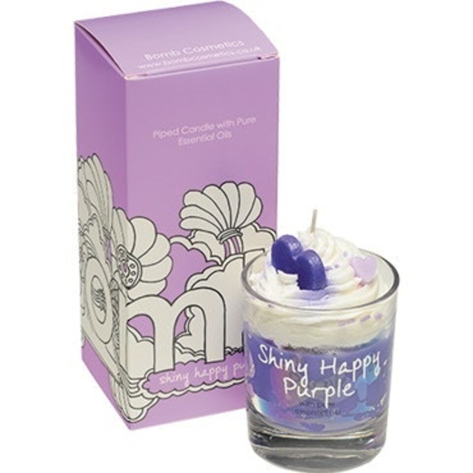 Bomb Cosmetics Piped Scented Candle Shiny Happy Purple