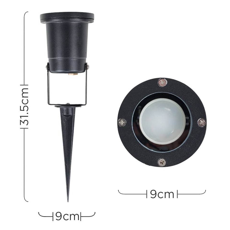 image 1 of ValueLights 4 Pack Modern Ground Spike Wall Mount IP65 Rated Outdoor Lights In Black Finish