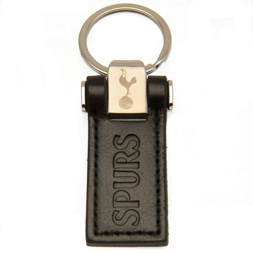 image 1 of Tottenham Hotspur FC Leather Keyring - Black/Gold - One Size
