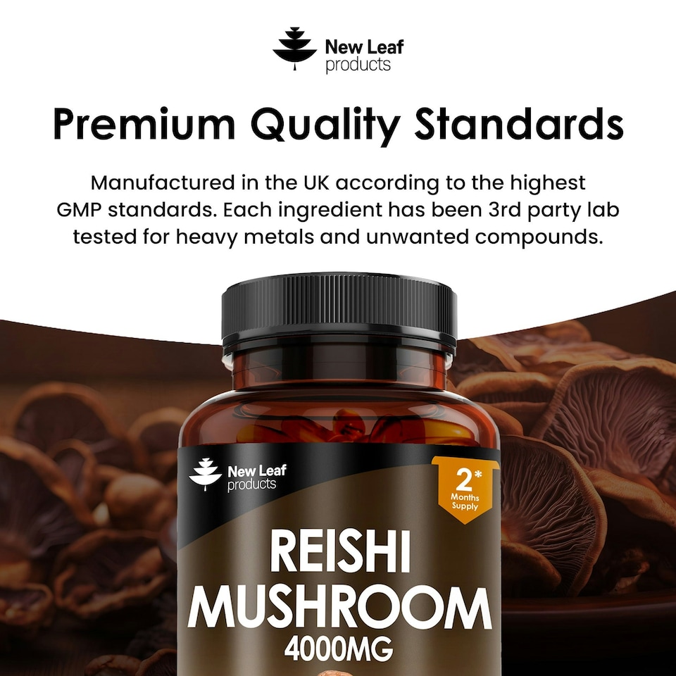 image 1 of Reishi Mushroom 4000mg Capsules 100% Fruiting Body