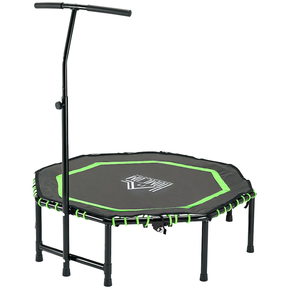 image 1 of HOMCOM Foldable Trampoline with Adjust Handle, Max Load 100 KG - Green