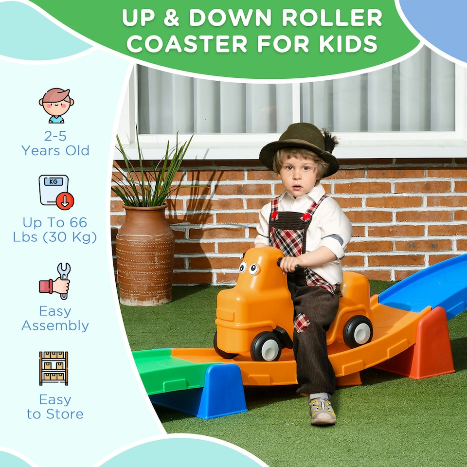 image 1 of AIYAPLAY 3(m) 4 Pieces Up and Down Kids Rollercoaster, for Ages 2-5 Years
