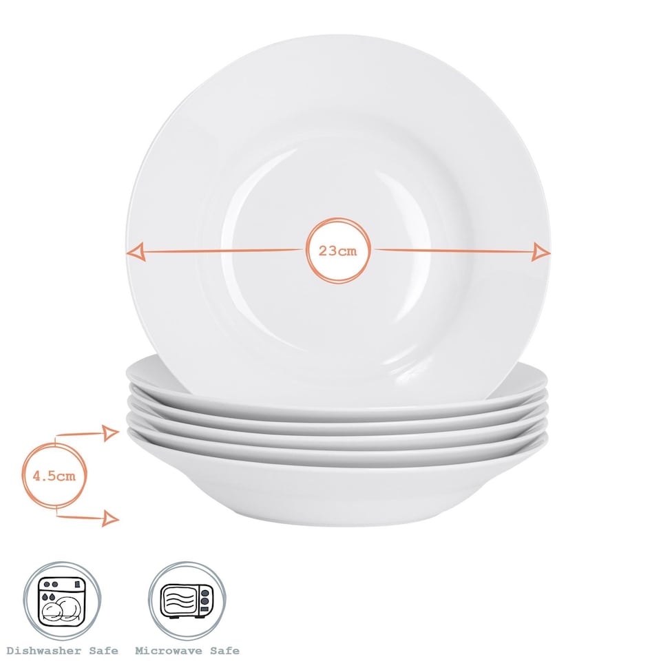 image 1 of Argon Tableware Classic White Soup Bowls - 23cm - Pack of 12 | White | White