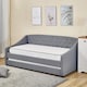 image 6 of Daybed with Trundle Grey 3ft Single with 2 Mattresses Fabric Tufted Wooden Bedroom | Grey | One Size