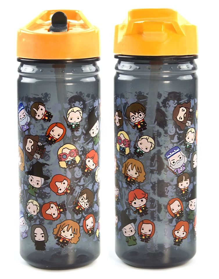 image 1 of Harry Potter Lunch Bag and Bottle Set | Character Adventure Harry, Ron, Hermione Chibi | Kids Food Carrier with Water Bottle | Insulated Bag Keeps Food Fresh