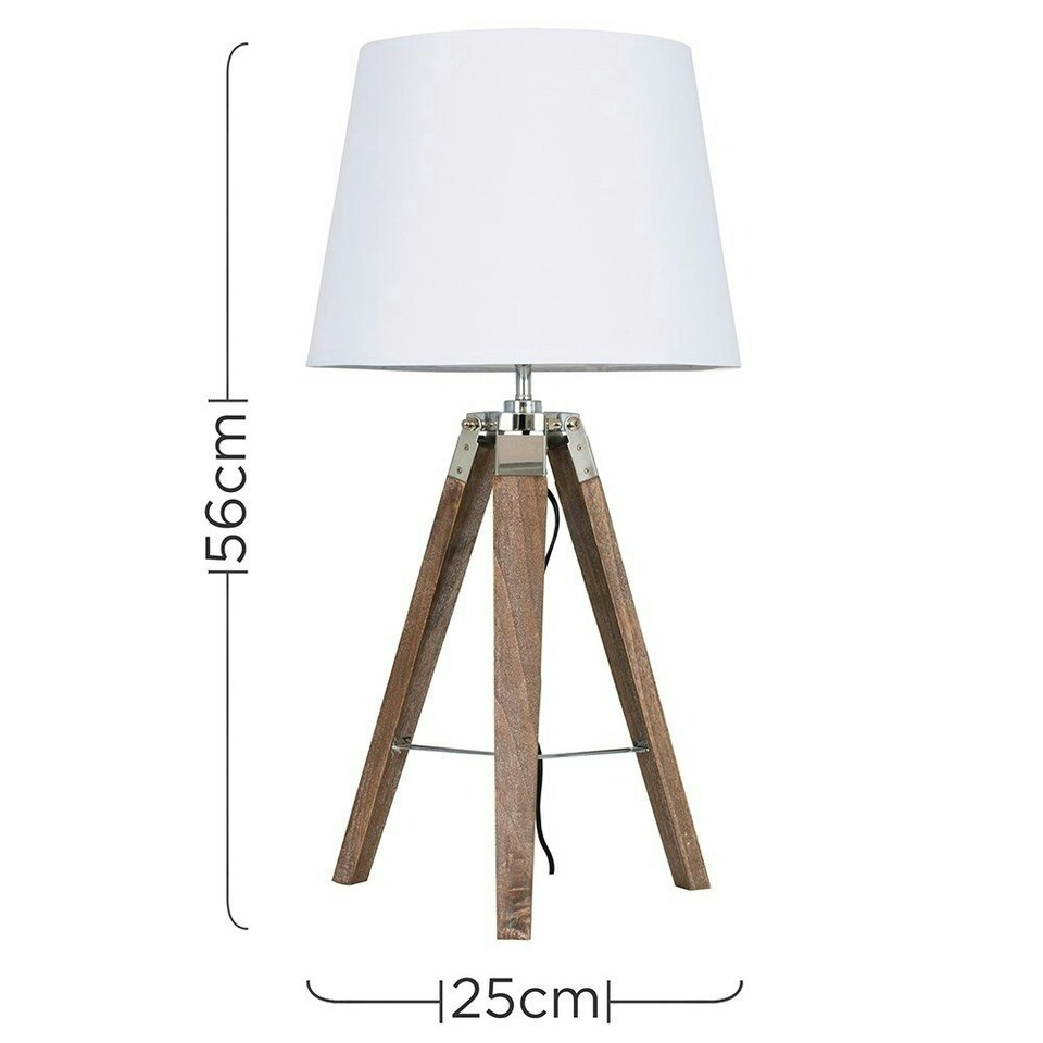 image 1 of ValueLights Clipper Tripod Painted Black Table Lamp with Medium White Tapered Shade and LED Bulb